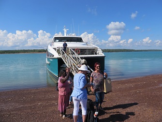 Board members leaving by ferry after their visit